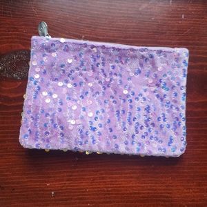Ipsy January 2024 purple sequin makeup cosmetic bag new empty